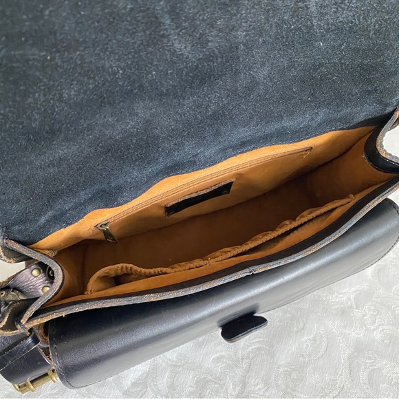 Patricia Nash Black Leather Crossbody Bag with Embellished Strap - Picture 8 of 12